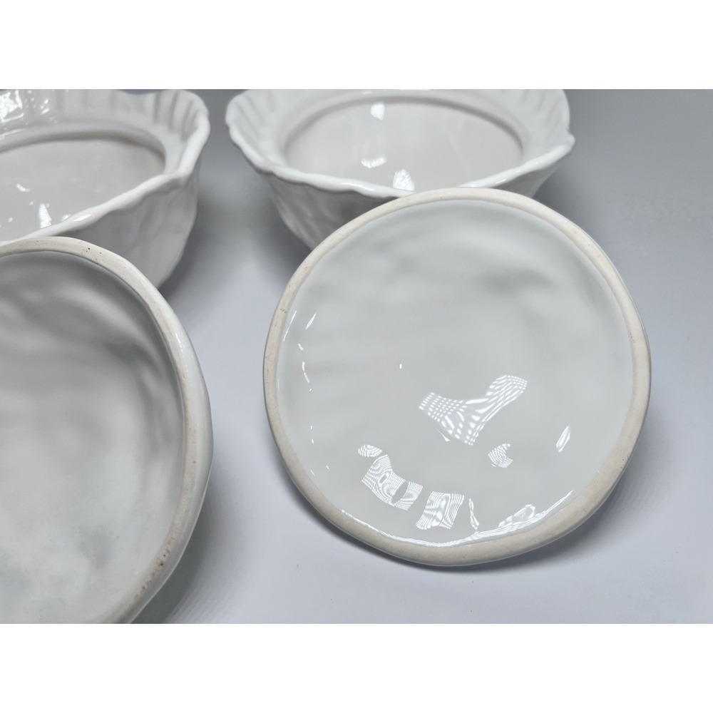 VTG OLFAIRE Portugal White Ceramic Shell Lidded Bowls Set Of 2- Coastal Cottage - Picture 7 of 15
